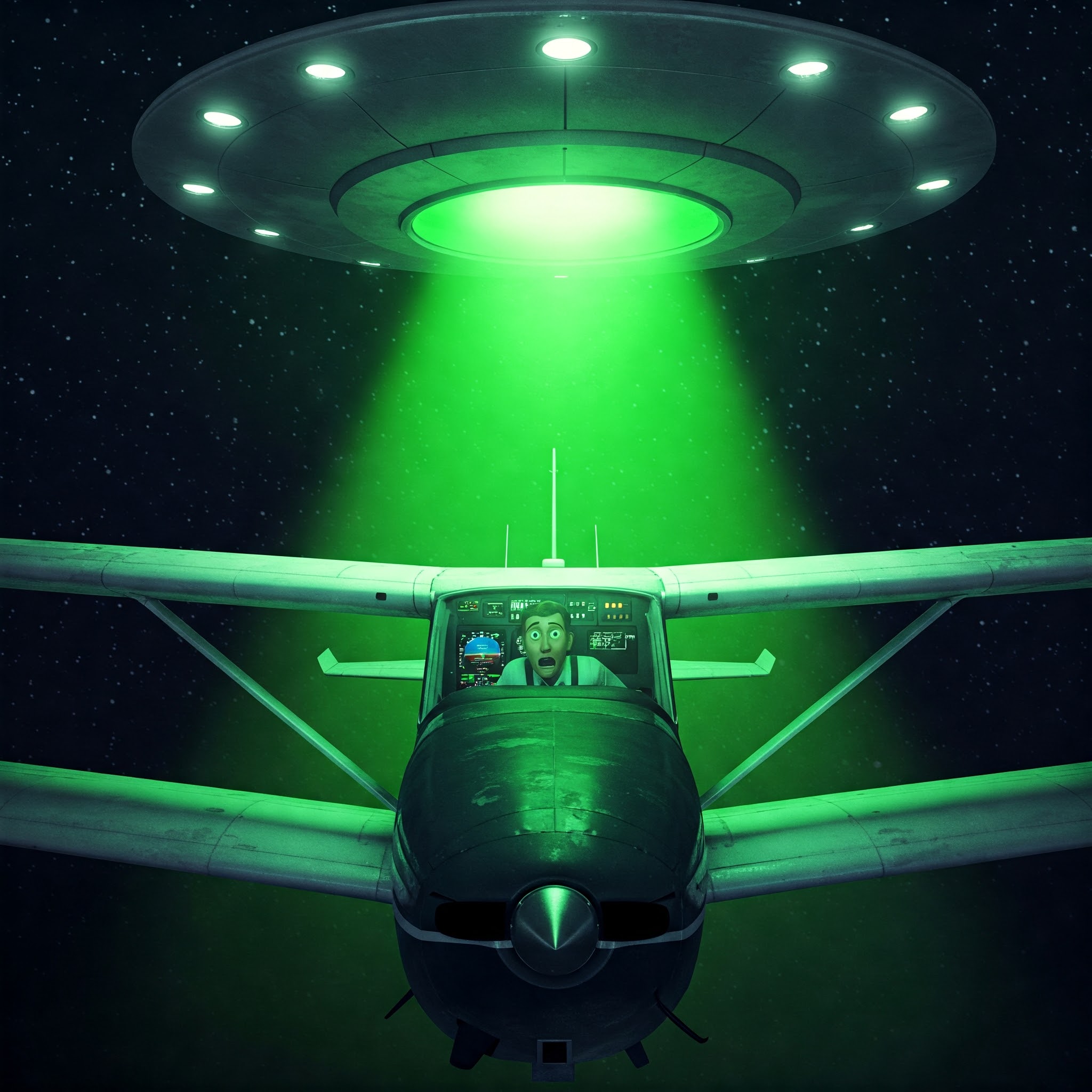 ufo taking plane